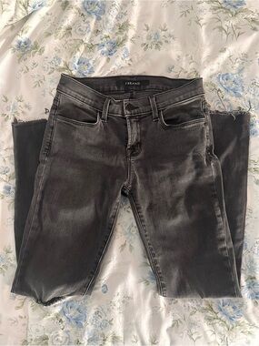 J Brand Dark Grey Ripped Skinny Jeans Size 24